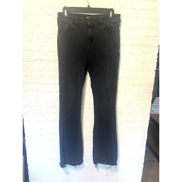 DL1961 Bridget Mid Rise Instasculp Frayed Hem Bootcut, Black, 28 - Picture 1 of 6